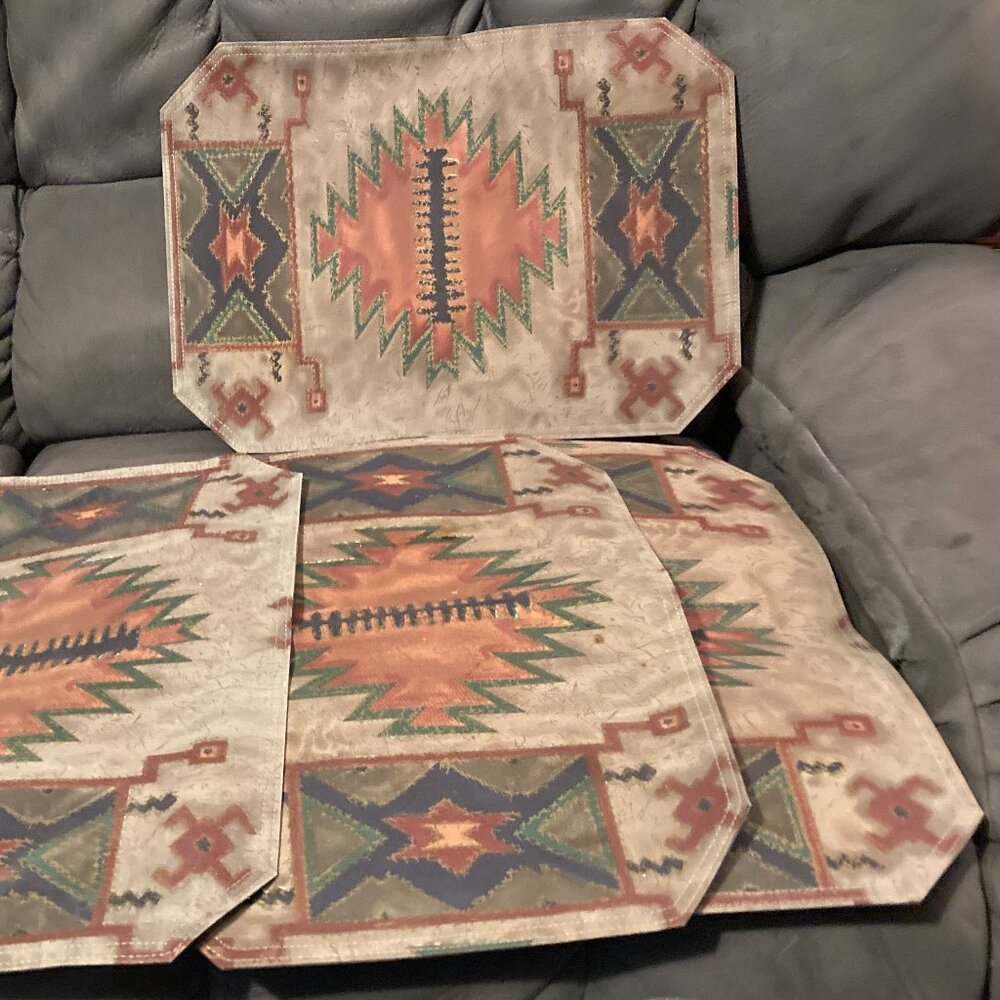 VTG 1993-4 Southwest Style Table Placemats-Taiwan-Polyester/Cotton-Washable-NEW